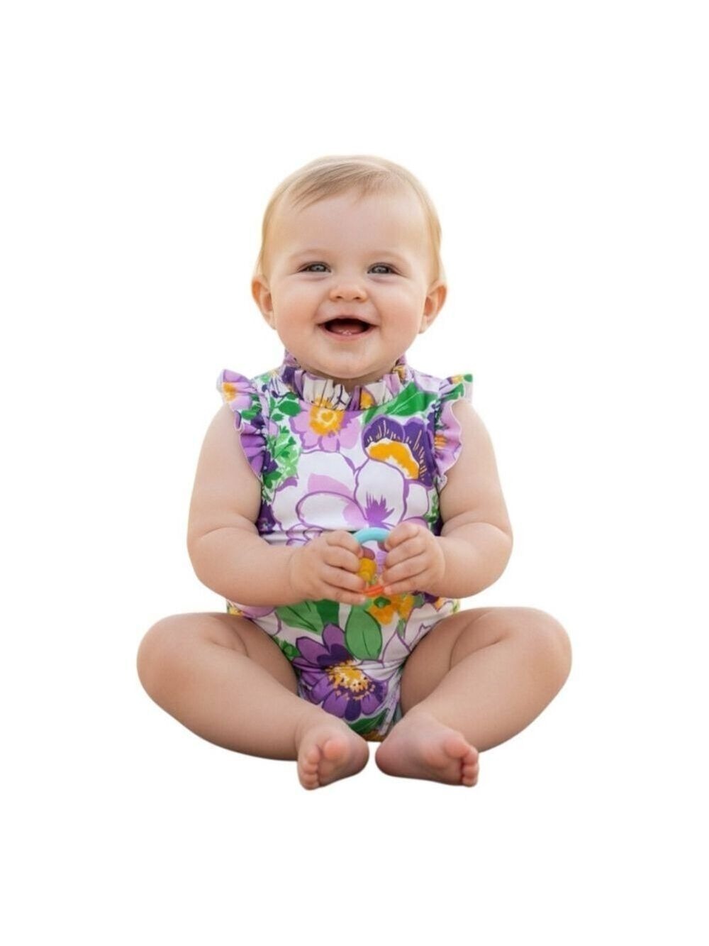 Janie and Jack Floral Ruffle One Piece Swimsuit Baby 6-12 Months